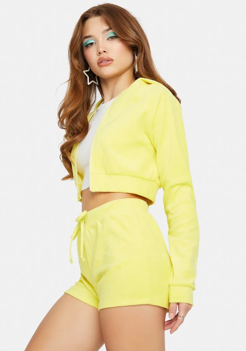 Lemon No Surprise Velour Shorts Set