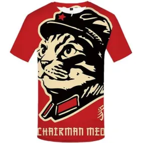 Leopard T-shirt Men Animal Tshirts Casual Red Tshirt Anime Art Tshirts Cool Cartoon T shirts Funny Short Sleeve Hip hop