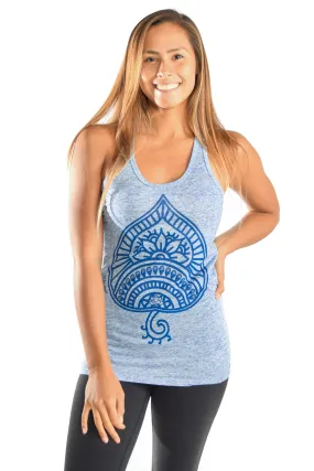 Linen Blueberry Racerback Tank with Blue Auspicious Spade