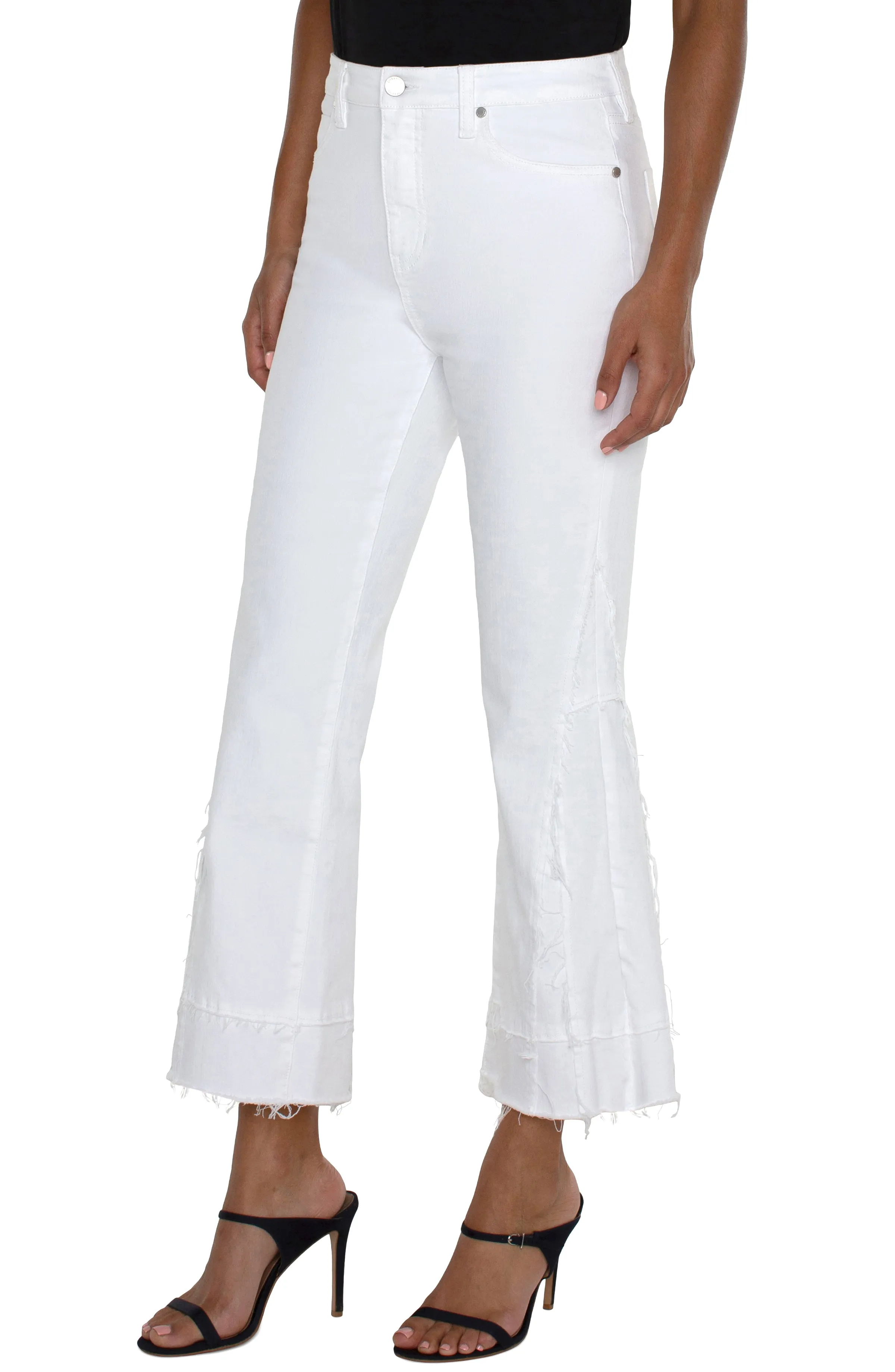 Liverpool Hannah High Rise Crop Flare w/Crafty Seaming (Bright White)