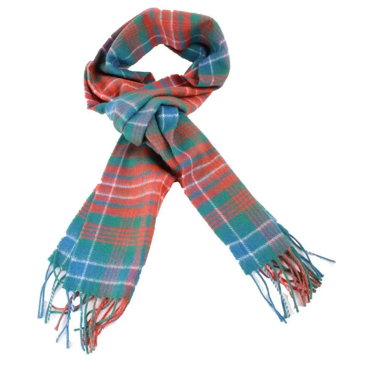 Locharron of Scotland Bowhill Wilson Ancient Lambswool Tartan Scarf - Green/Orange