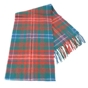 Locharron of Scotland Bowhill Wilson Ancient Lambswool Tartan Scarf - Green/Orange