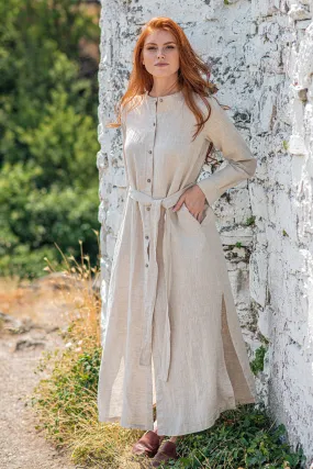 Long Sleeve Linen Shirt Dress