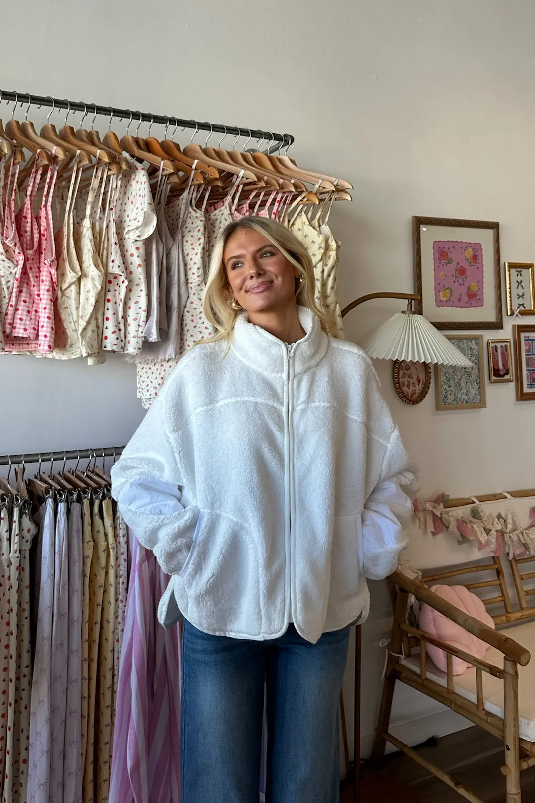 Maggie Fuzzy Jacket in White