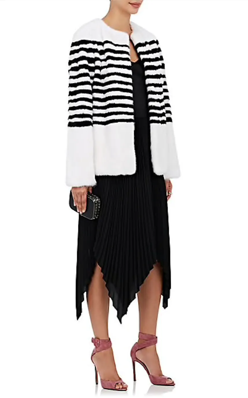 Marilena Striped Mink Fur Jacket