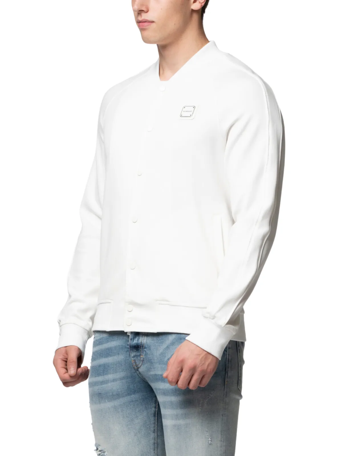 MB ESSENTIAL PIQUE WHITE BASEBALL JACKET | WHITE