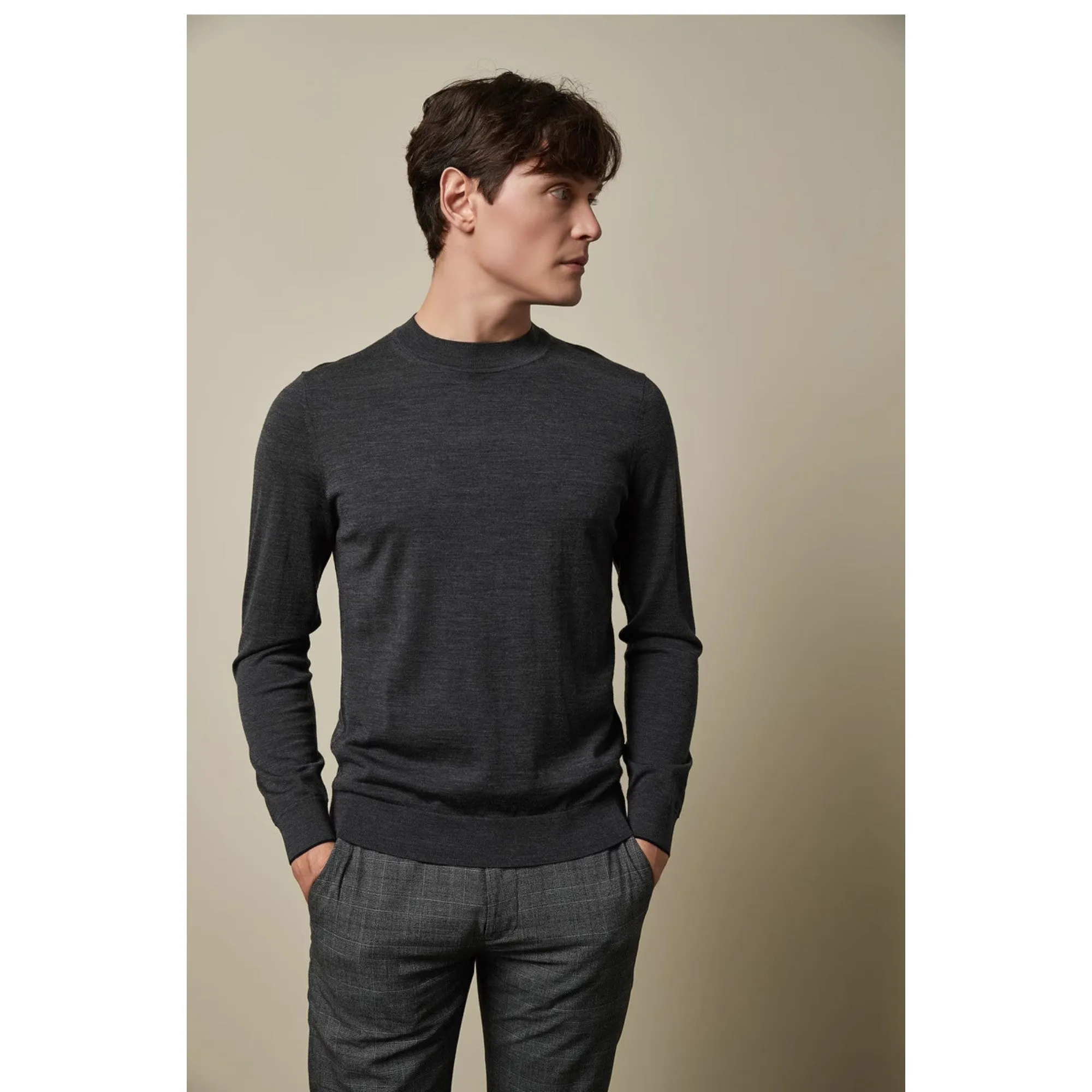 Men Mmk-Cypres-Crew Neck Sweater - Dk-Grey