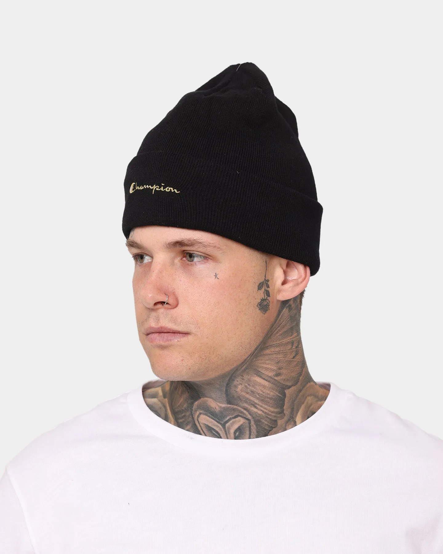 Men's Champion Script Beanie Black/Gold