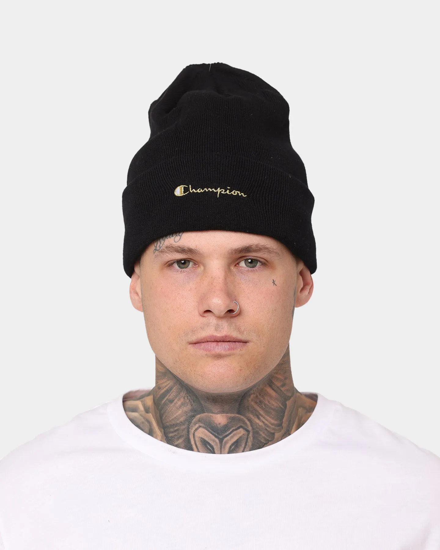 Men's Champion Script Beanie Black/Gold