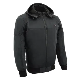 Mens Soft Shell Heated Racing Style Jacket w/ Detachable Hood