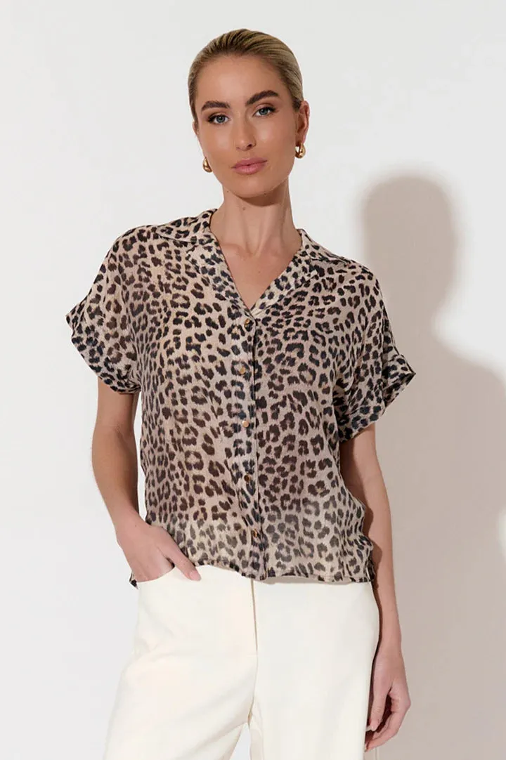 Miley Leopard Print Short Sleeve Shirt Print