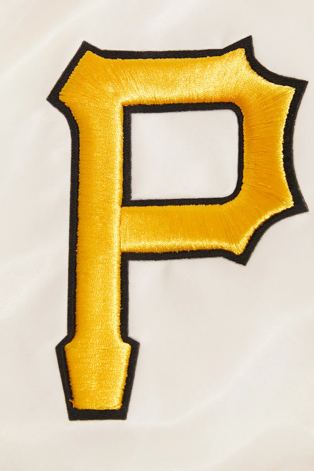 MLB PITTSBURGH PIRATES RETRO CLASSIC MEN'S RIB SATIN JACKET (EGGSHELL/ BLACK)