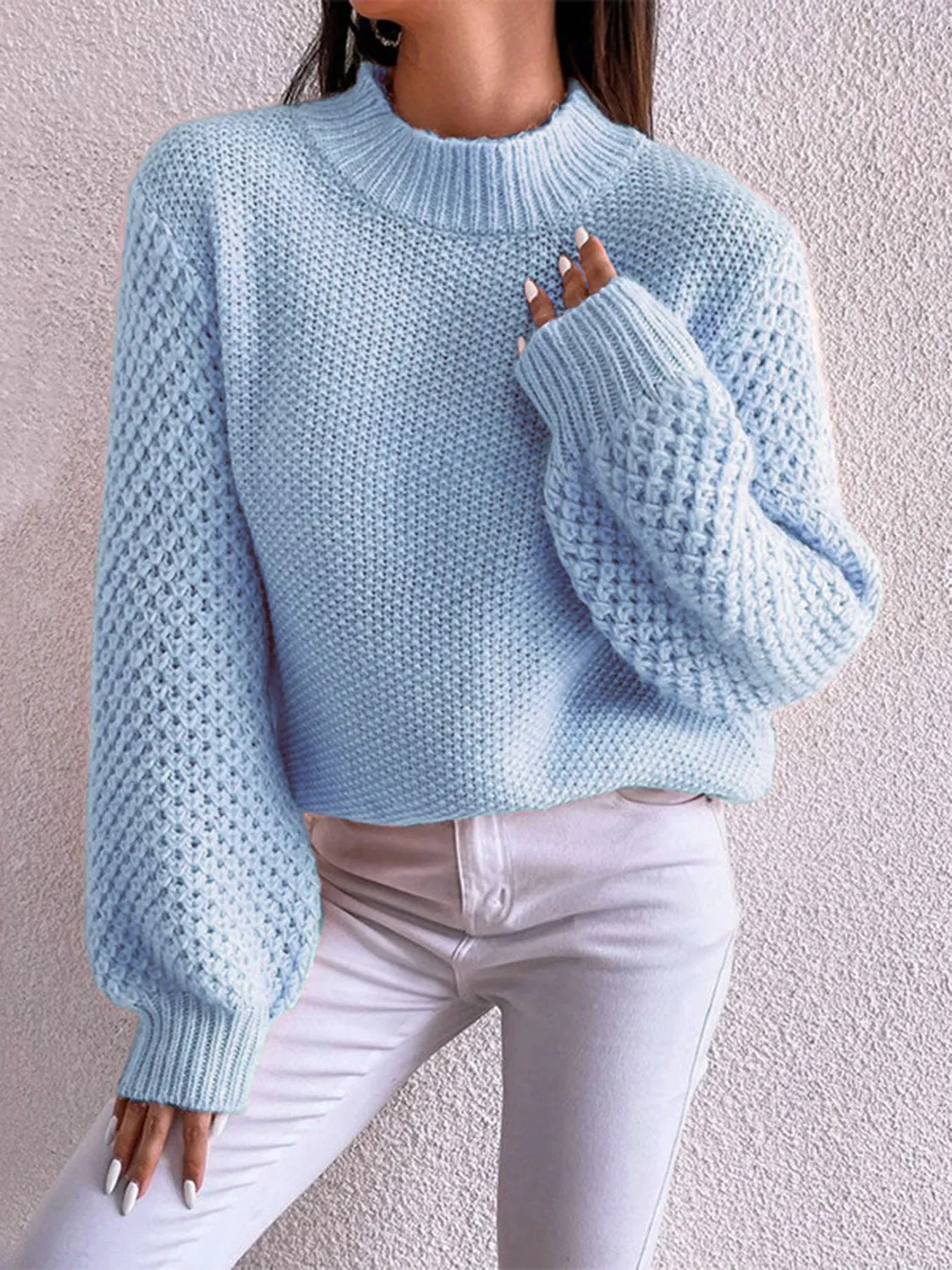 Mock Neck Long Sleeve Sweater