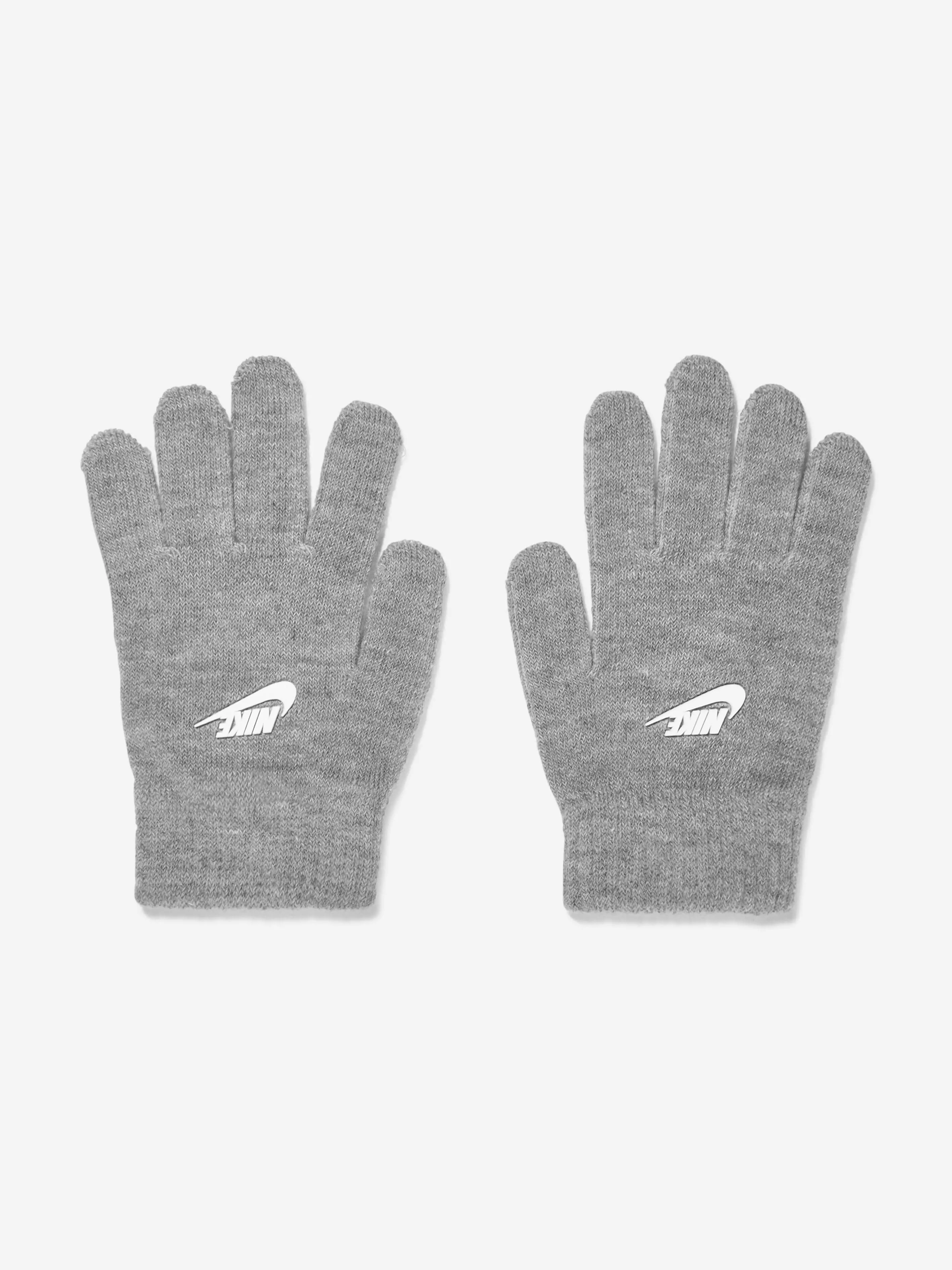 Nike Boys Swoosh Pom Beanie and Glove Set in Grey