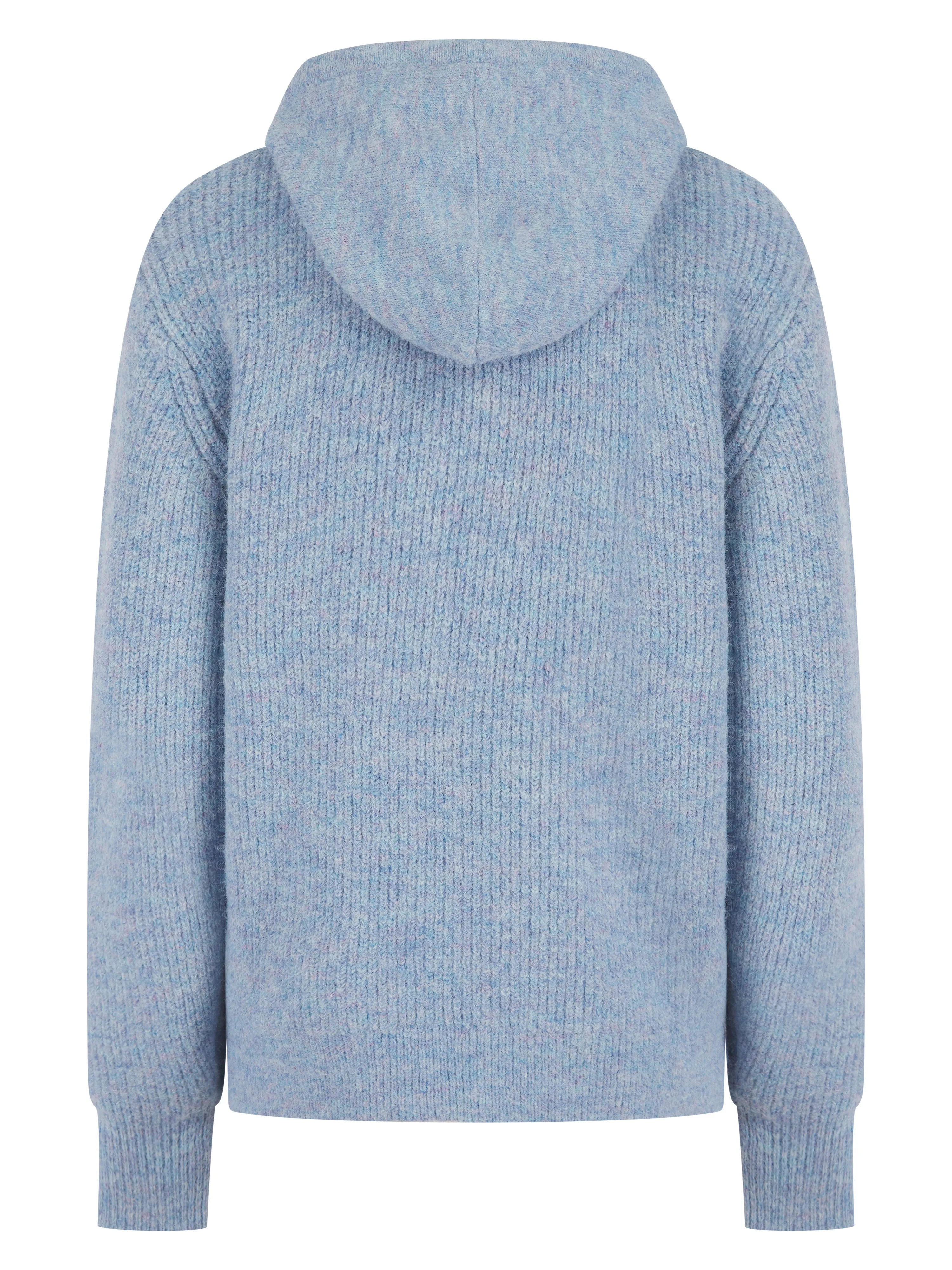 NORWOOD KNITTED HOODIE IN SKY BLUE