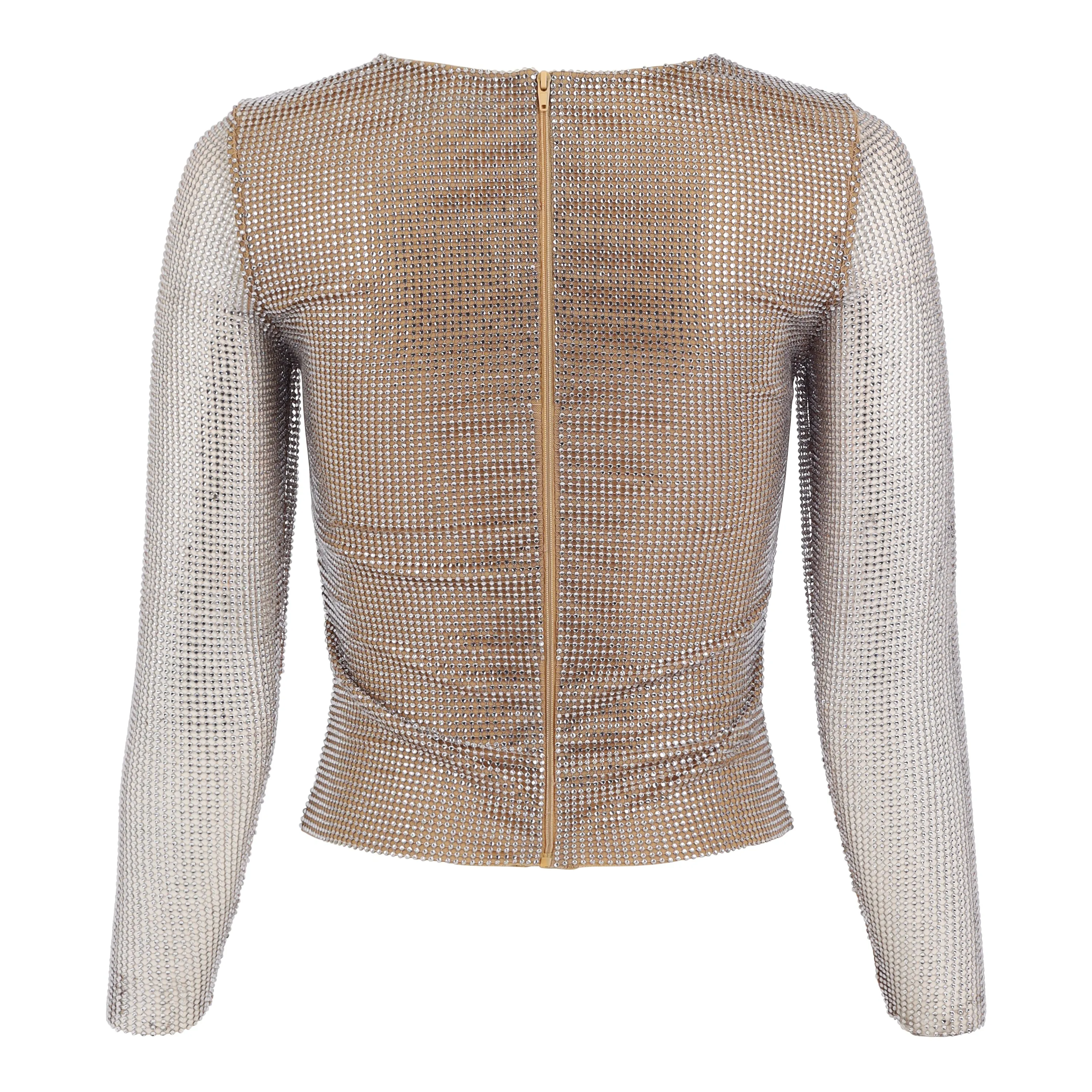 Nude Crystal Long Sleeve Top