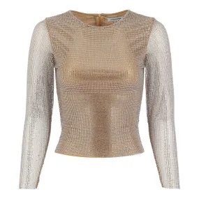 Nude Crystal Long Sleeve Top