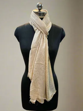 Off-White Self-Weave Luxurious Pure Pashmina Scarf