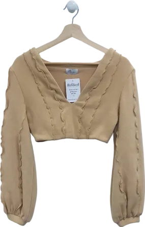 Oh Polly Beige Cropped Sweater UK 10