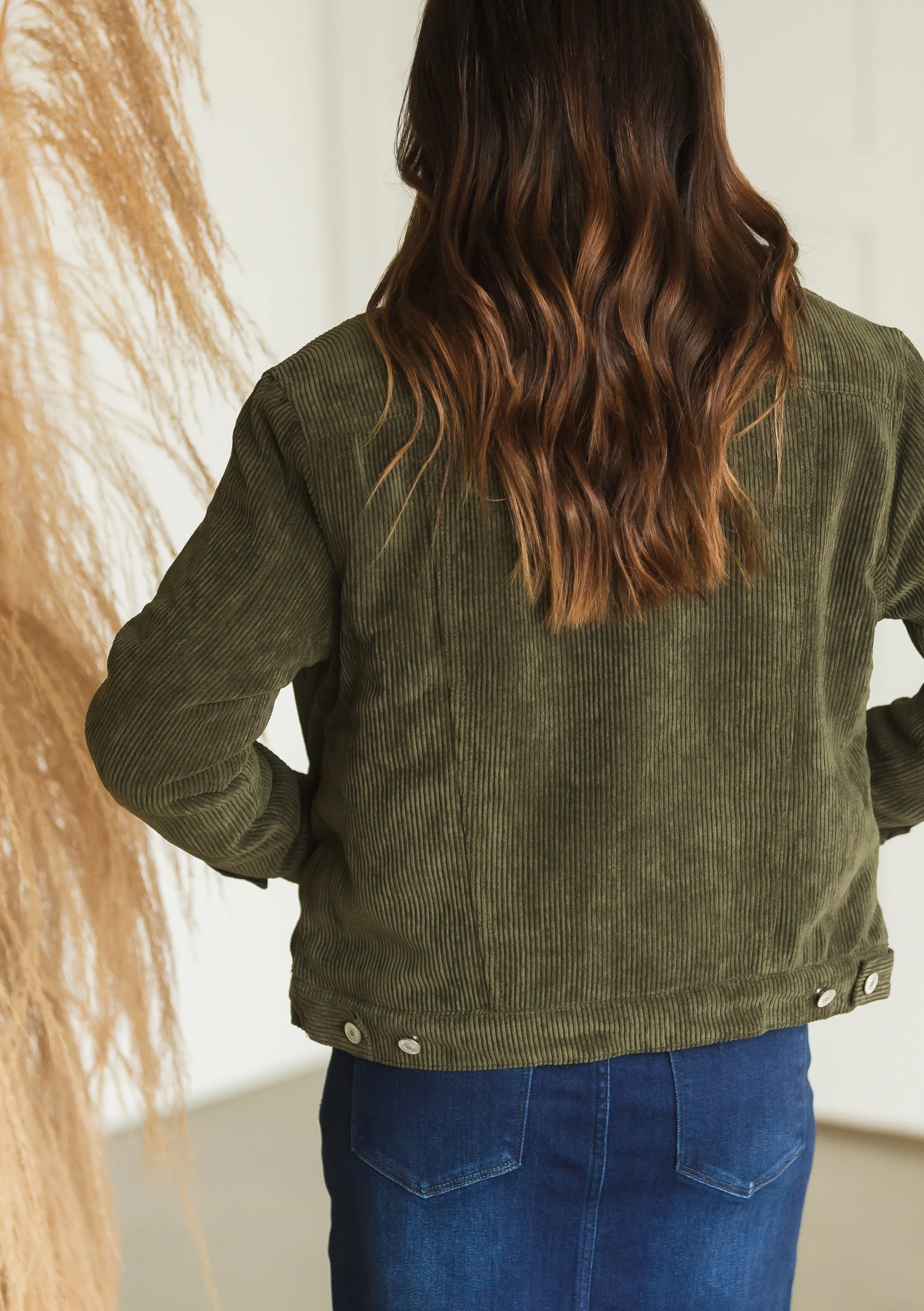 Olive Corduroy Fleece Lined Jacket - FINAL SALE