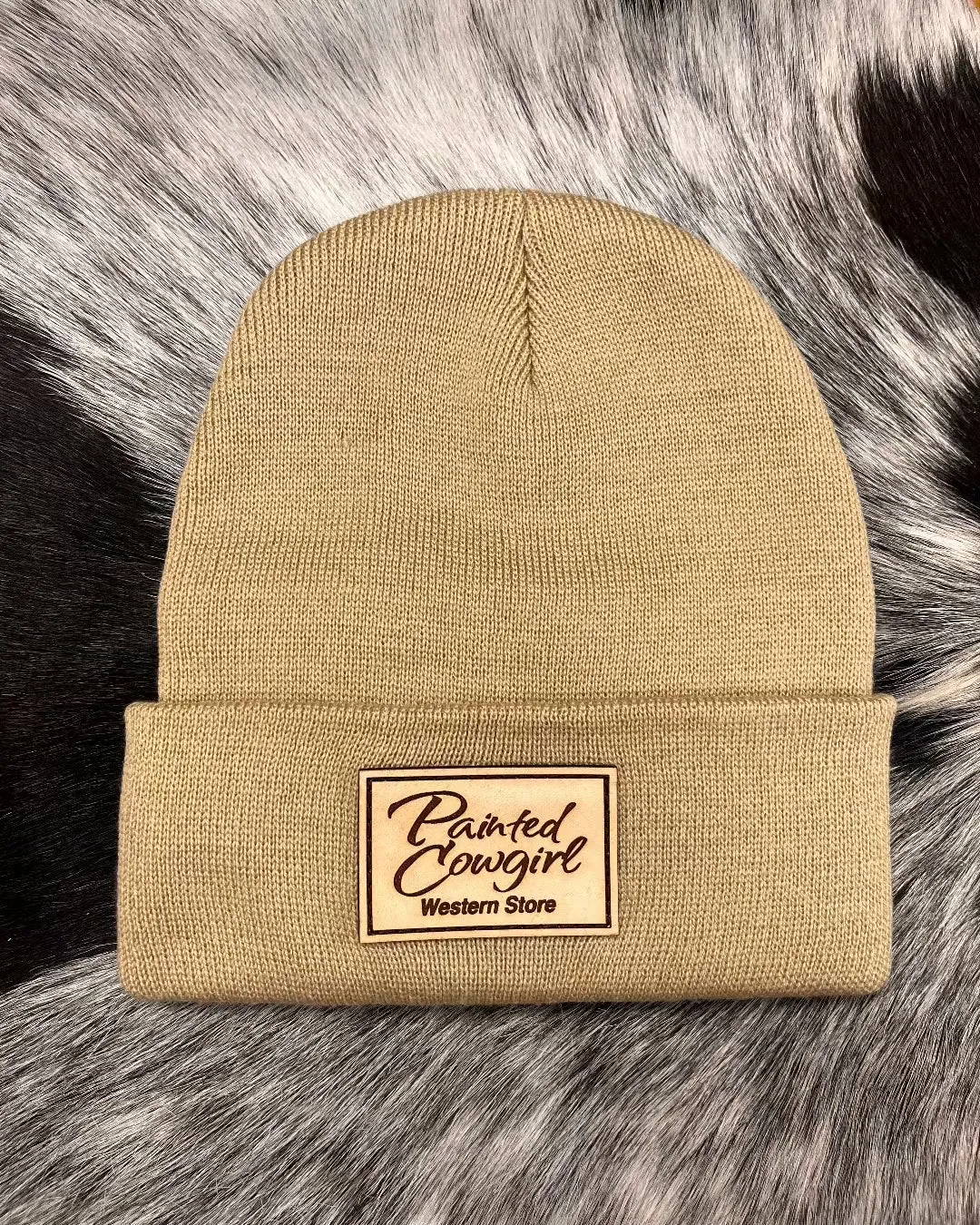 Painted Cowgirl Logo Camel Beanie