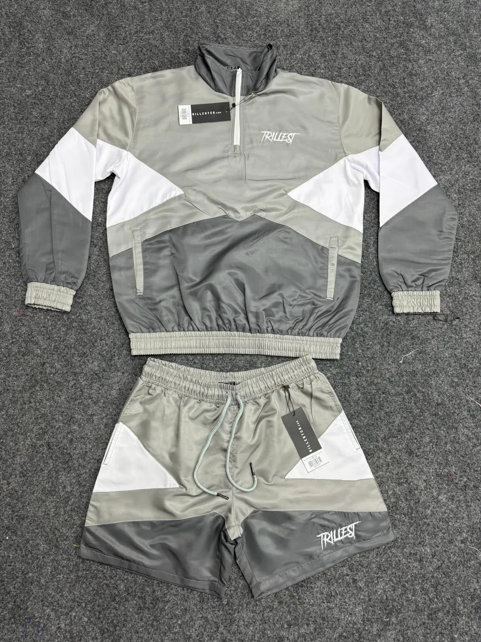 Panel Windbreaker Jacket - Gray\White