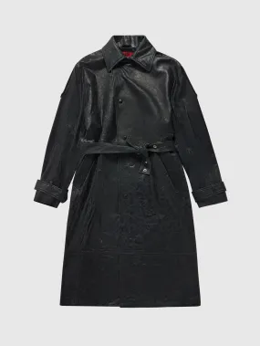 Paper Leather Trench in Black