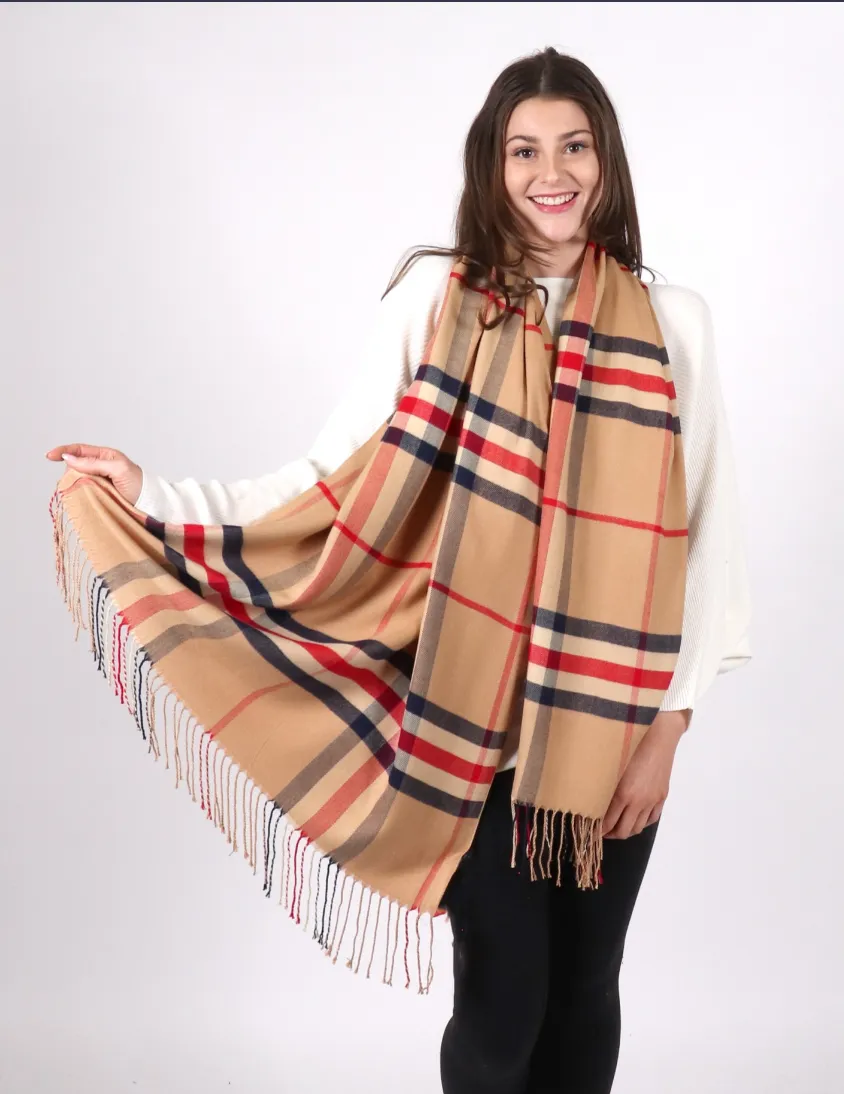 Plaid Cashmere-Like Scarf