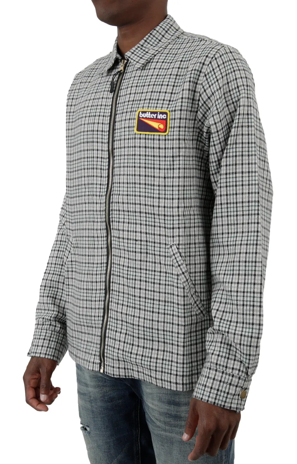 Plaid Zip Jacket - White/Black/Forest