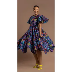 Pleated High Waist Ankara Dress