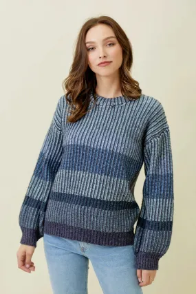 Puff Sleeve Color Blocked Sweater