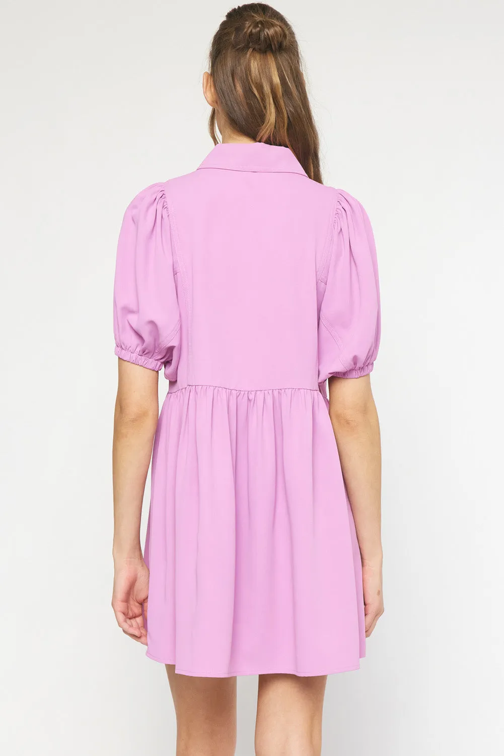 Puff Sleeve Dress | Pink