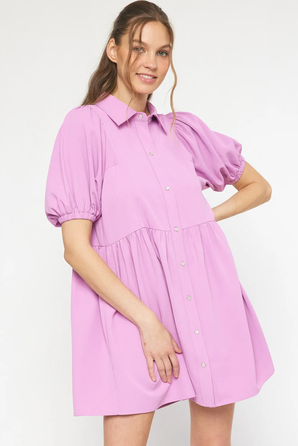 Puff Sleeve Dress | Pink