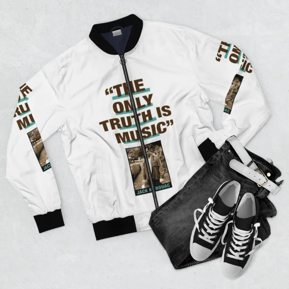 "The Only Truth Is Music" Jack Kerouac Quote Bomber Jacket