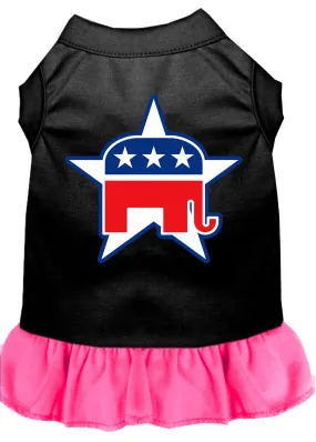 Republican Screen Print Dress Black With Bright Pink Med (12)