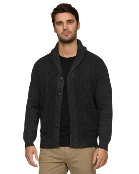 RHINELAND FLEECE-LINED SHAWL COLLAR CARDIGAN