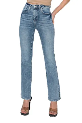 Risen Jeans - High Rise Relaxed Straight Jeans with Side Slit - RDP5577