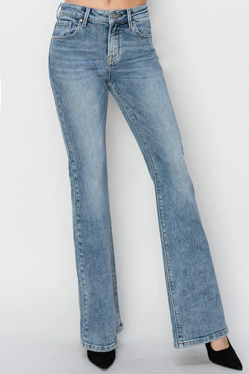 Risen Jeans - Mid Rise Basic Flare Jeans - RDP5740