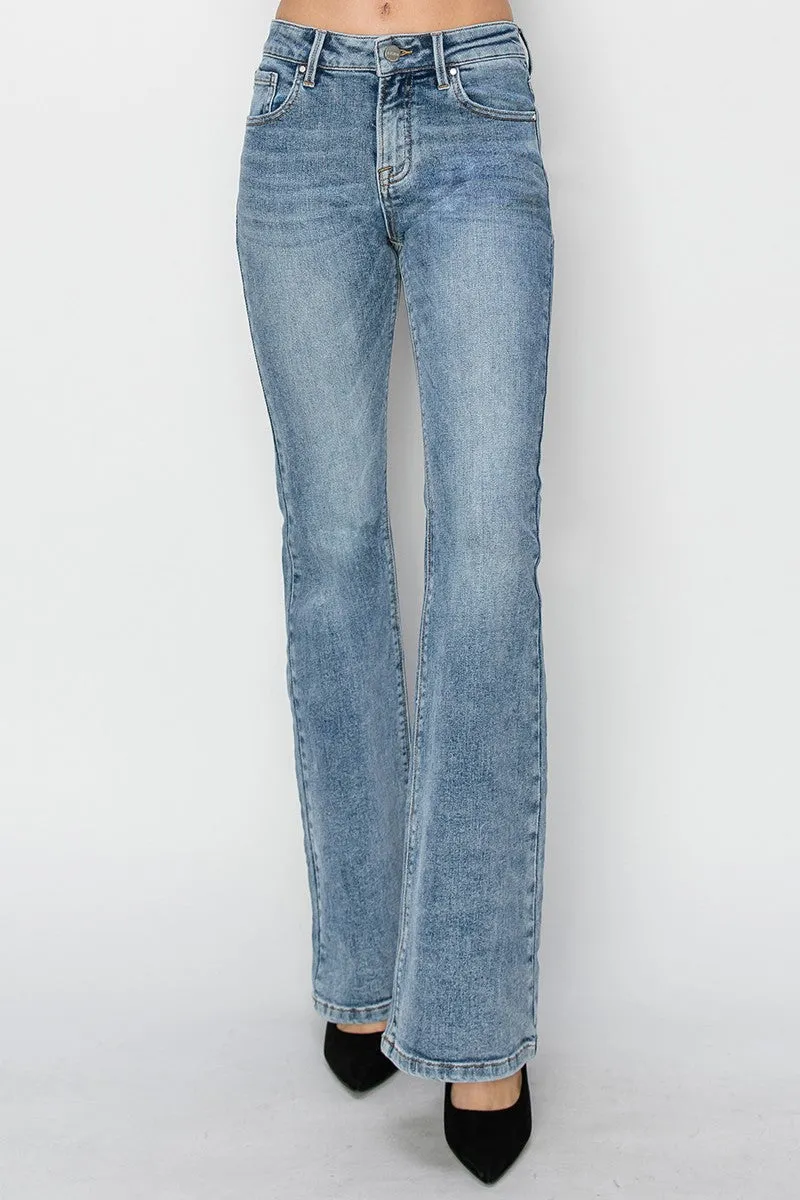 Risen Jeans - Mid Rise Basic Flare Jeans - RDP5740