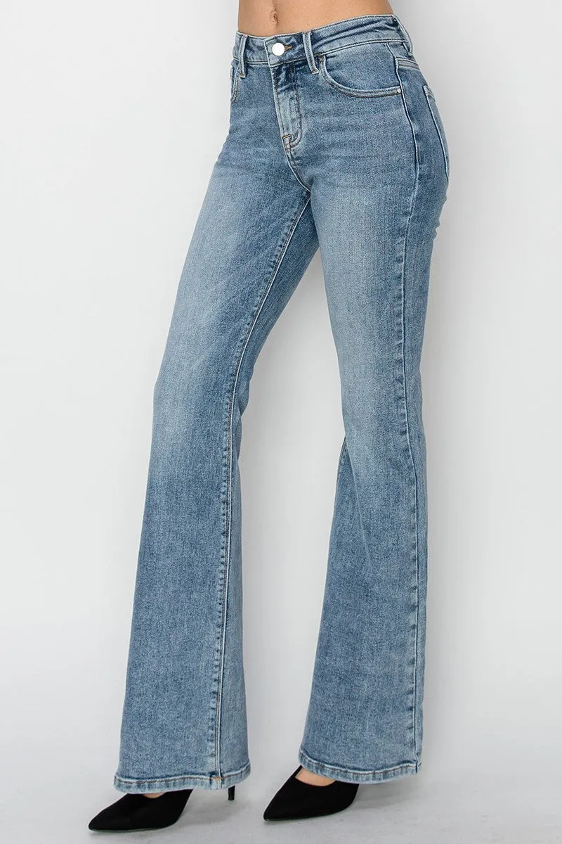 Risen Jeans - Mid Rise Basic Flare Jeans - RDP5740