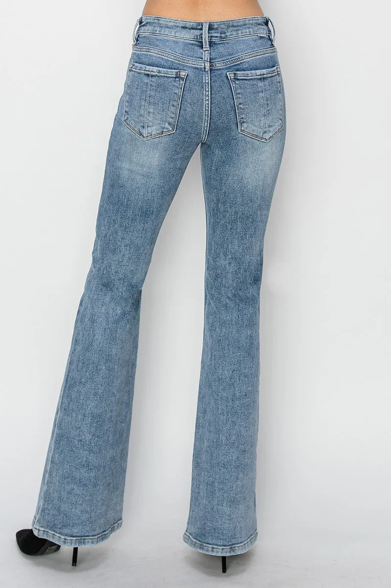 Risen Jeans - Mid Rise Basic Flare Jeans - RDP5740