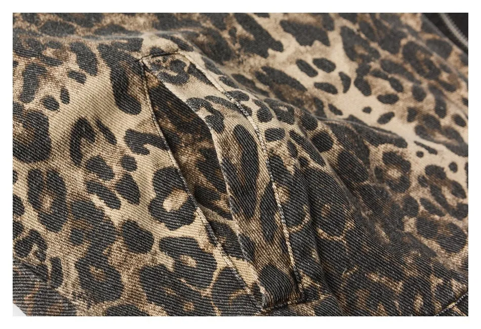 Rogue Leopard | Oversized Leopard Print Denim Jacket