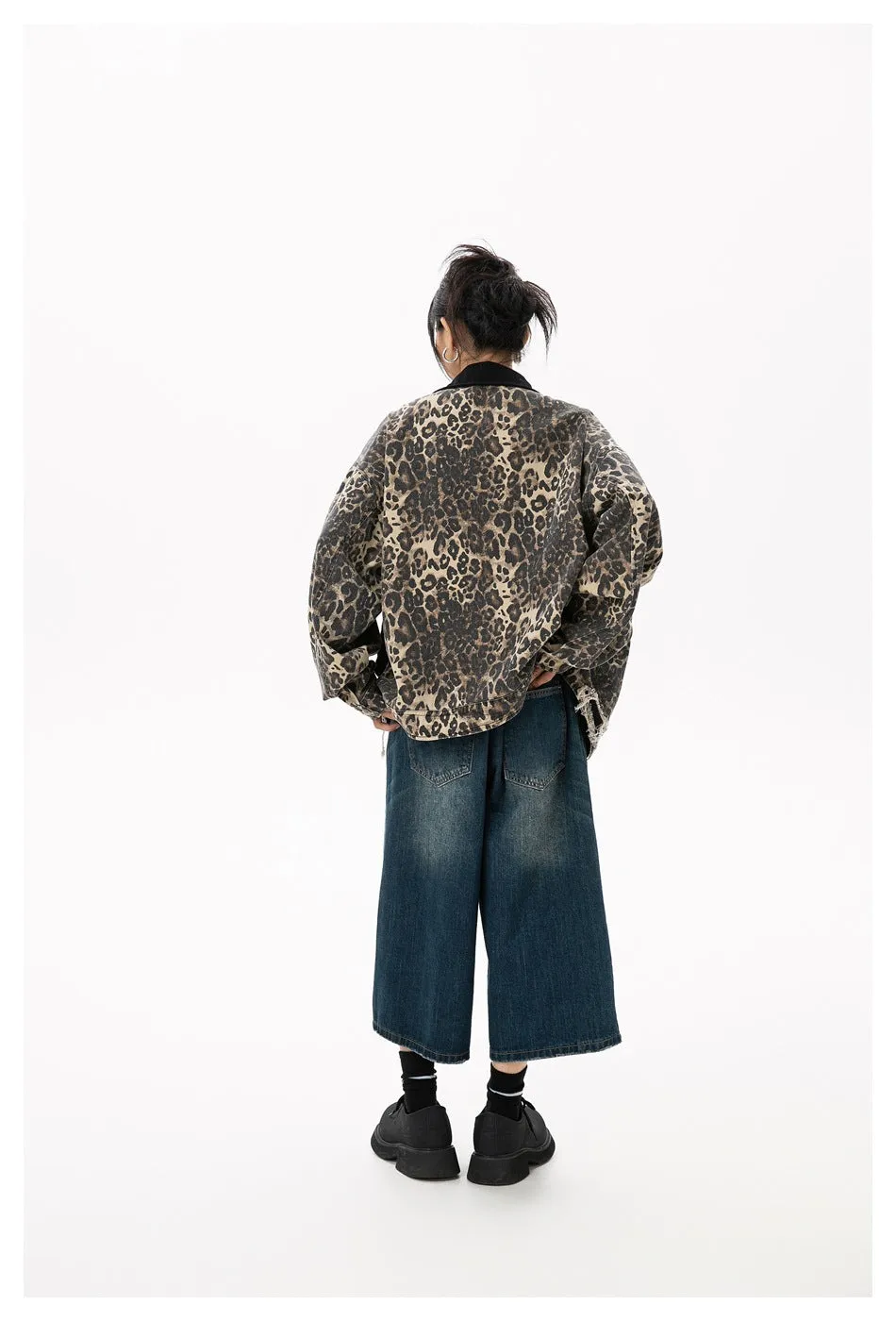 Rogue Leopard | Oversized Leopard Print Denim Jacket