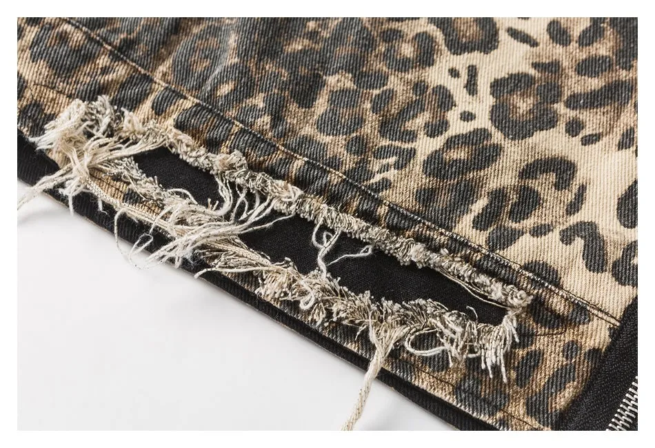 Rogue Leopard | Oversized Leopard Print Denim Jacket