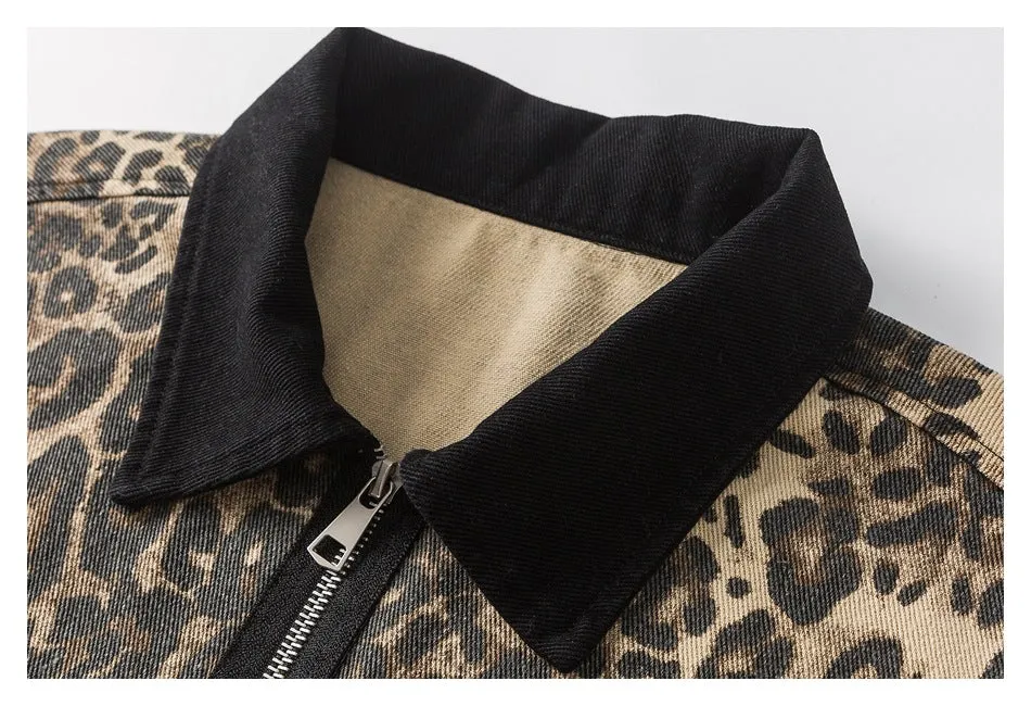 Rogue Leopard | Oversized Leopard Print Denim Jacket