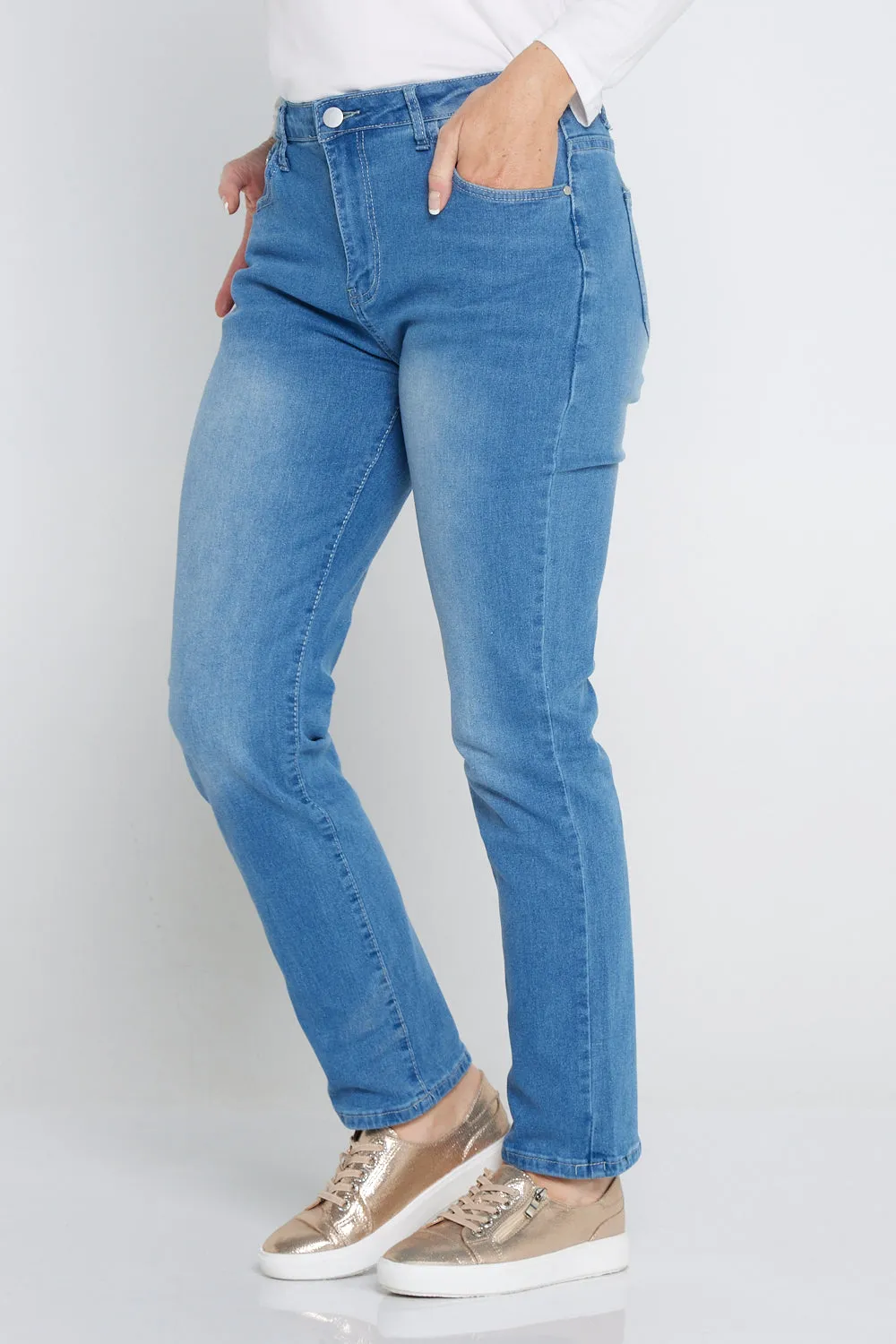 Savannah Cotton Jeans - Mid Denim