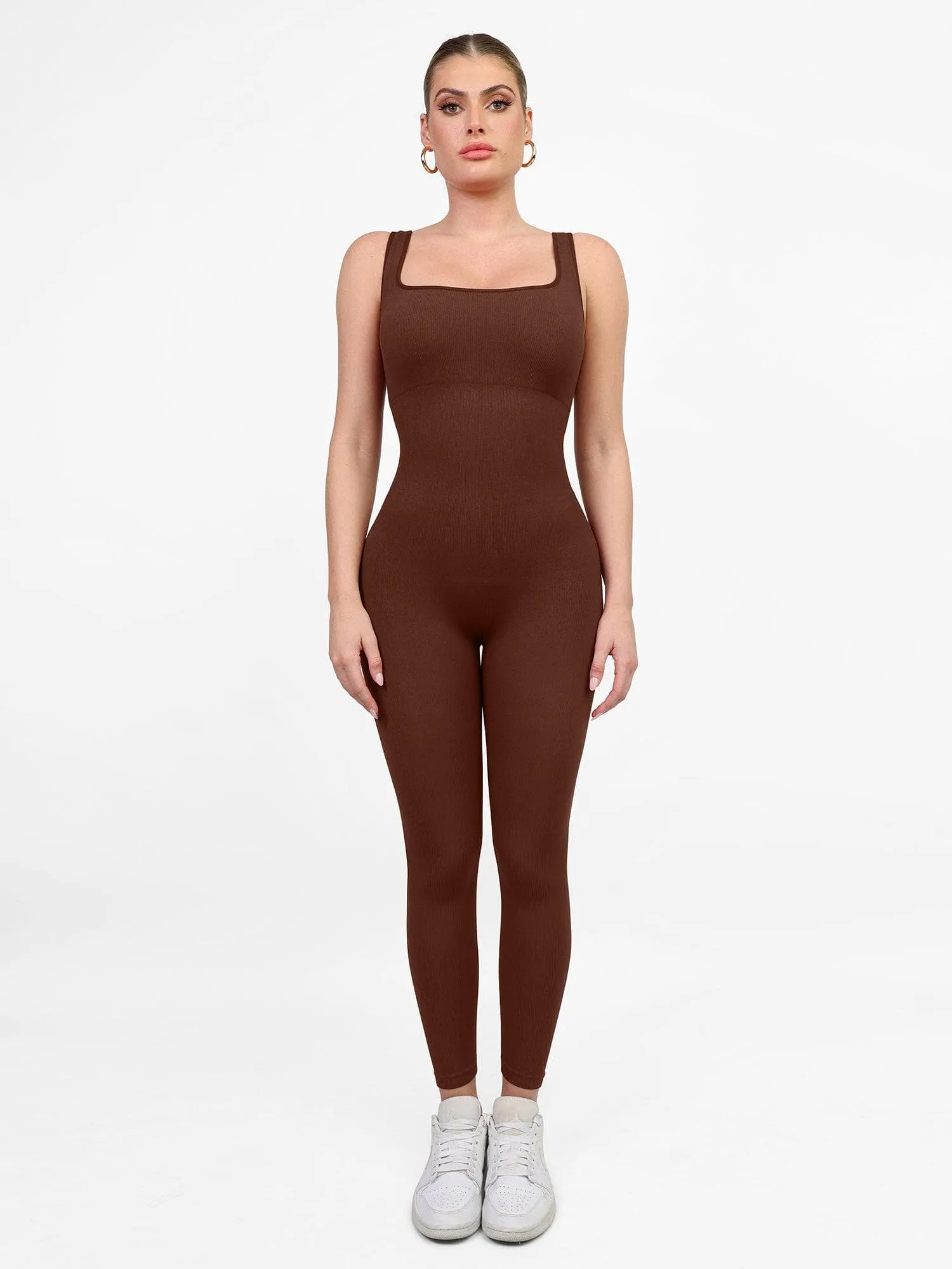 Shapewear Seamless Square Neck Tank Workout Jumpsuit