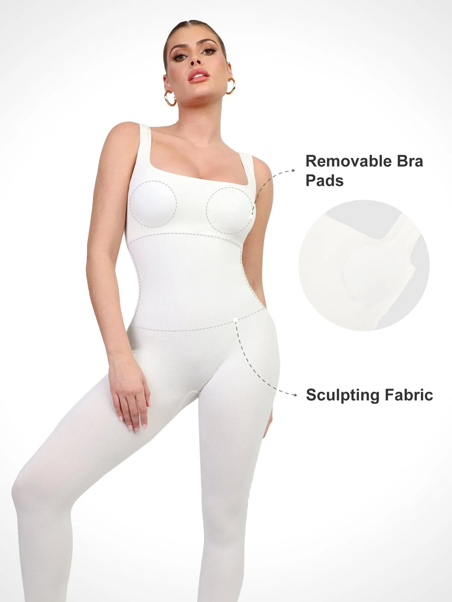 Shapewear Seamless Square Neck Tank Workout Jumpsuit