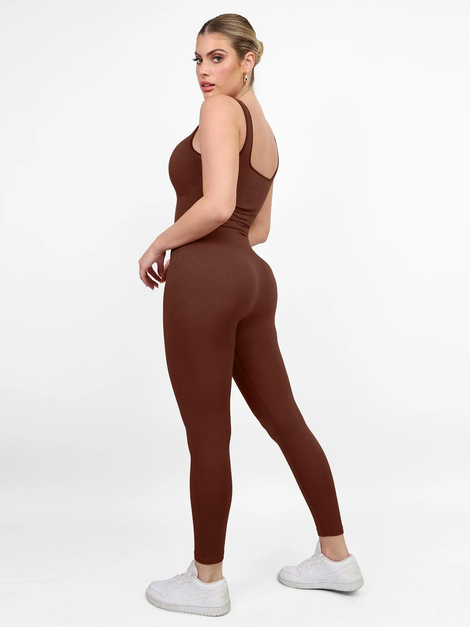 Shapewear Seamless Square Neck Tank Workout Jumpsuit