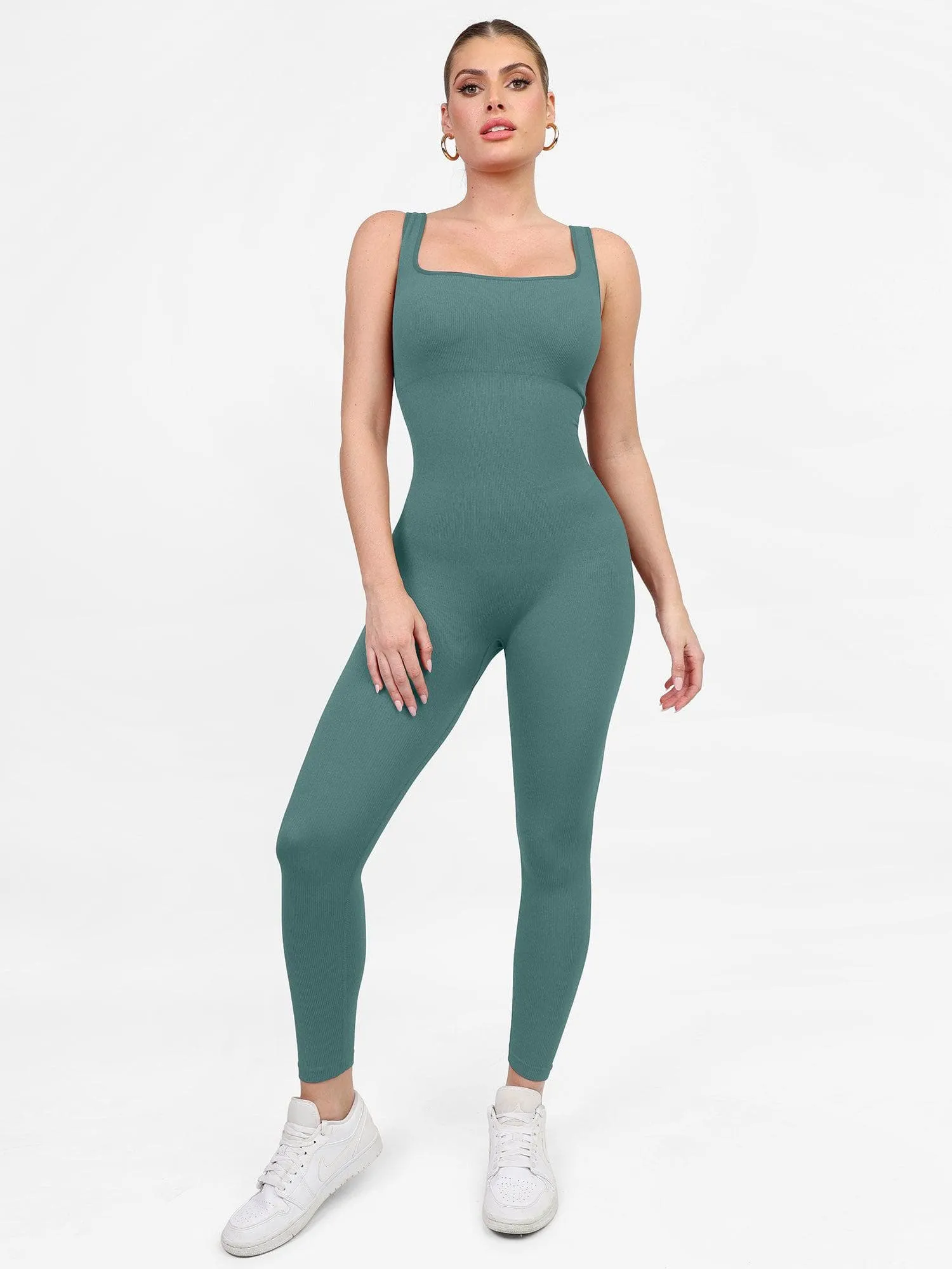 Shapewear Seamless Square Neck Tank Workout Jumpsuit